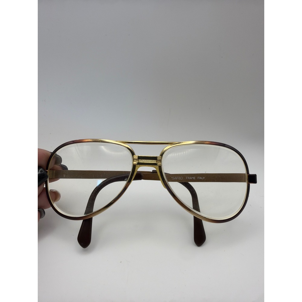 Vintage Safilo Aviator Eyeglasses Frames Gold Tortoise Double Bridge Italy 58/17